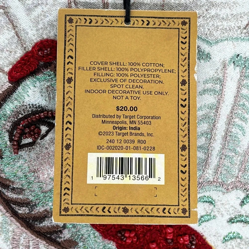 NWT John Derian for Target Beaded Round Turkey Decorative Pillow